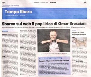 Articolo del quotidiano " La Nazione"del 20 Aprile 2021, in occasione della pubblicazione delnuovo sito web di Omar Bresciani